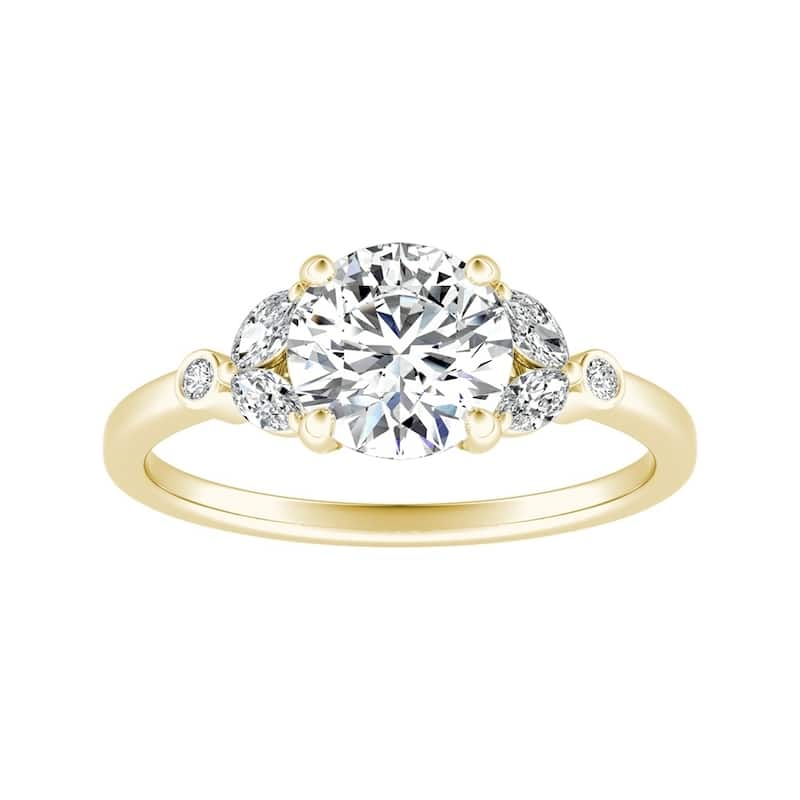 Auriya 14k Gold 3/4ctw Vintage Floral Round Diamond Engagement Ring - Yellow - 5.5