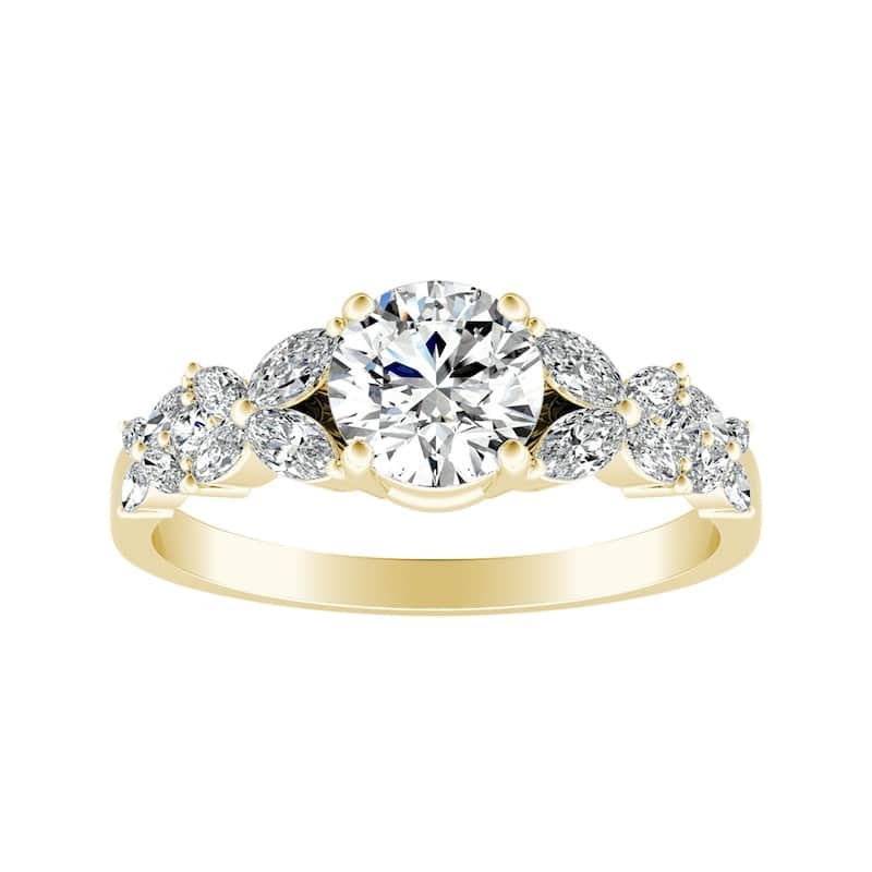 Auriya 14k Gold 1 carat TW Vintage Floral Diamond Engagement Ring - Yellow - 6