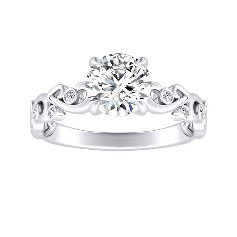 Auriya 14k Gold 1/2ctw Vintage Carved Round Diamond Engagement Ring - White - 5