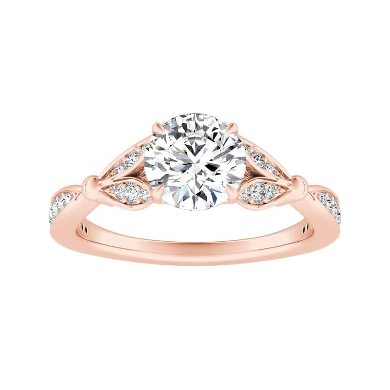 Auriya 14k Gold 3/4ctw Floral Nature Inspired Diamond Engagement Ring - Rose - 6