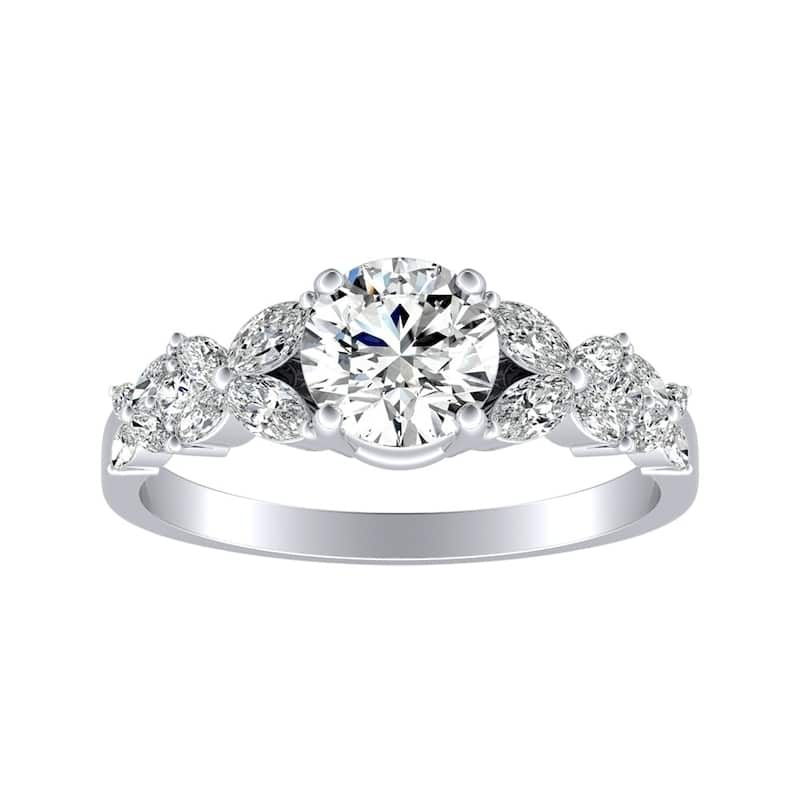 Auriya 14k Gold 3/4 carat TW Vintage Floral Diamond Engagement Ring - White - 6.5