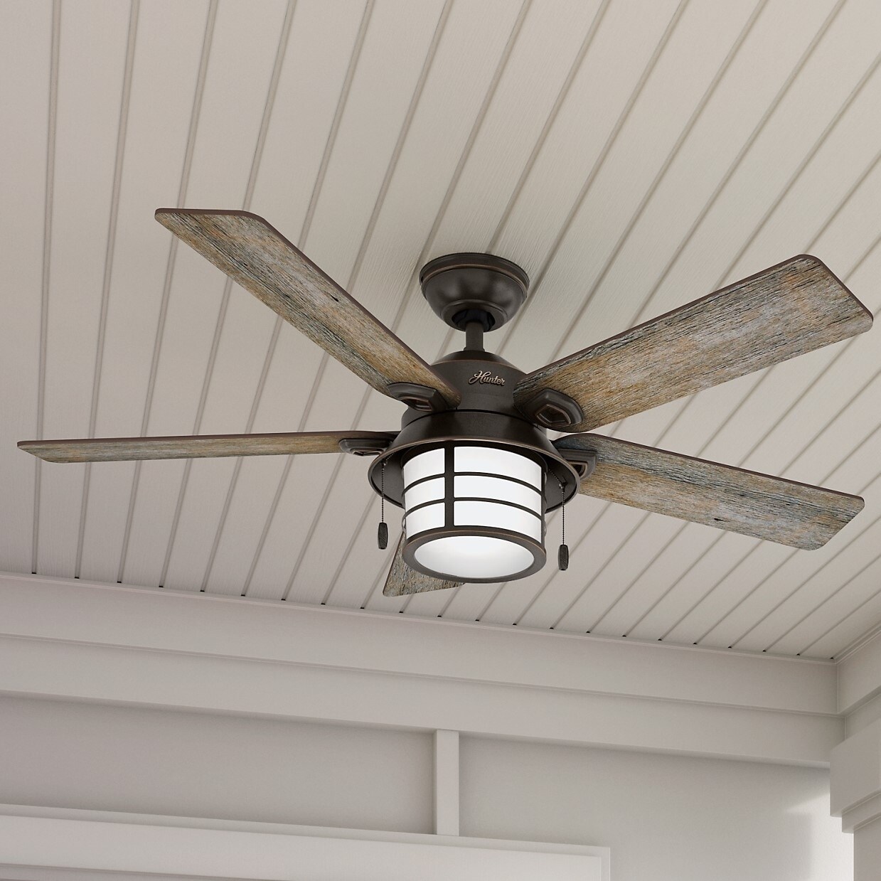 Hunter Fan 54 Key Biscayne Onyx Bengal W 5 Barnwood Oak Hunter Fan 54 Key Biscayne Onyx Bengal