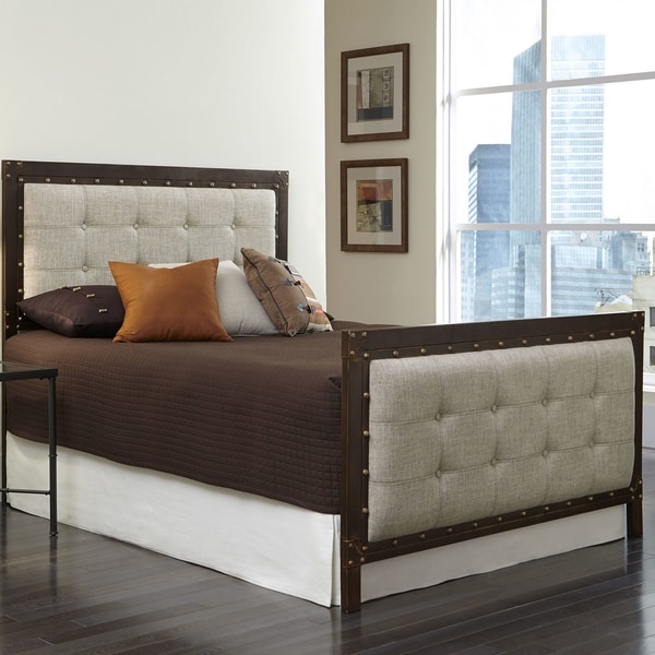 Gotham Complete Bed with Dark Latte Upholstered Metal Panels