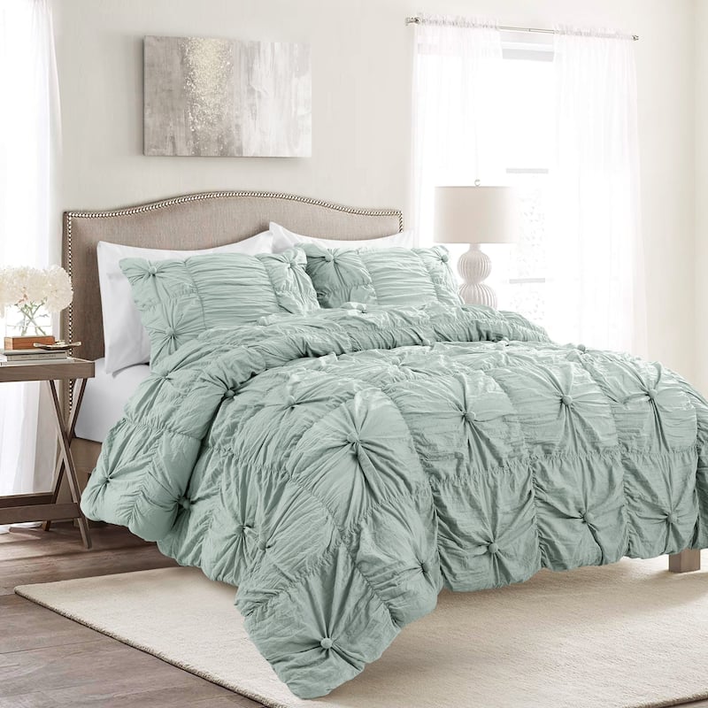 Lush Decor Bella Sabby Chic 3 Piece Comforter Set - Blue - King