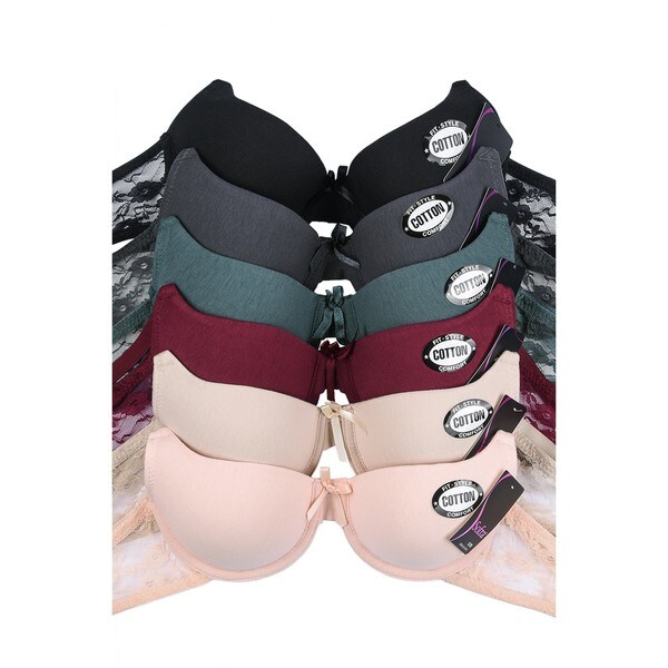 Shop Mamia 6 Pack Full Coverage Lace Accent Bras Assorted Colors Free Shipping On Orders 
