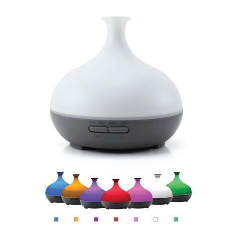 InvisiPure Drop Aromatherapy Diffuser - 300ml - Adjustable Mist, 7 Color LED, and Automatic Shutoff - Gray