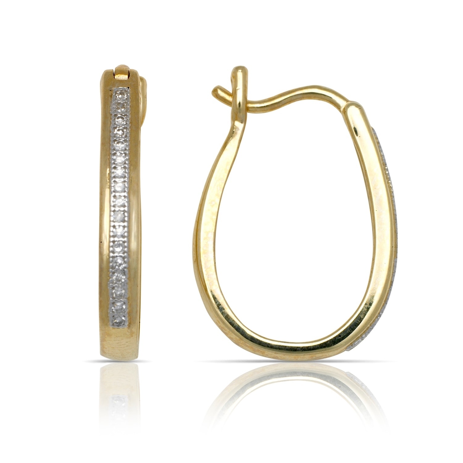 10k yellow gold diamond hoop earrings