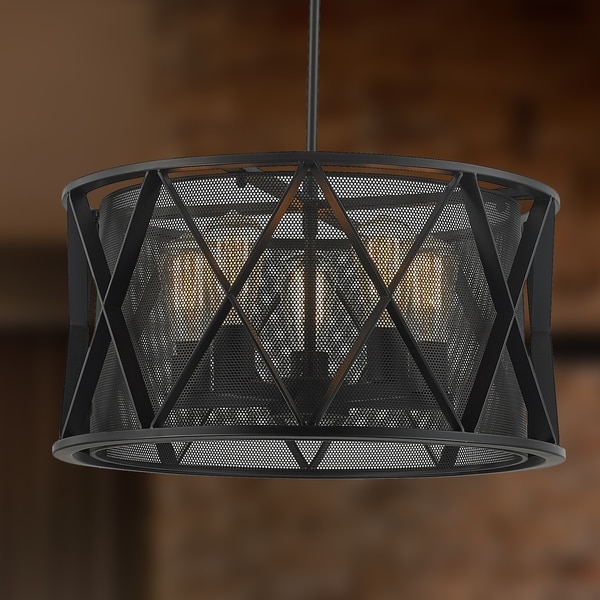 shop taiko collection 5 light mesh drum shade pendant light in matte