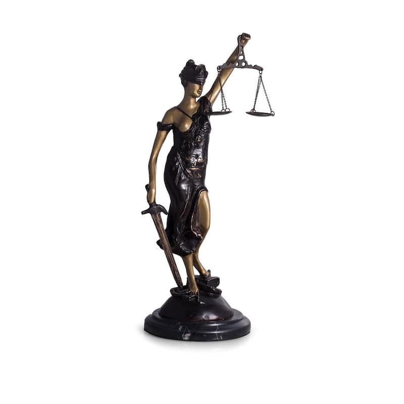 Bronze Lady Justice Sculpture on a Marble Base.