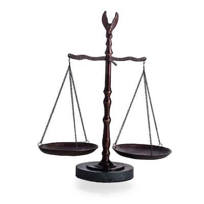 12 1/2" Bronze Finished Scale with Eagle Finial on Green Marble Base.