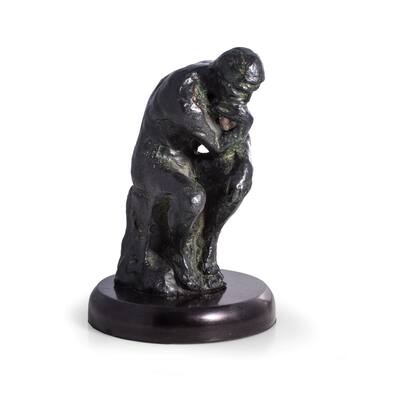 Thinker Sculpture with Cast Metal and Bronzed Finish on Marble Base.