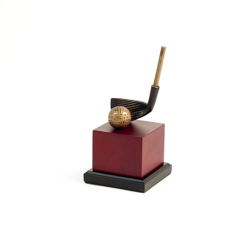 9" Golf Club Head Sculpture on Burl Wood Base.