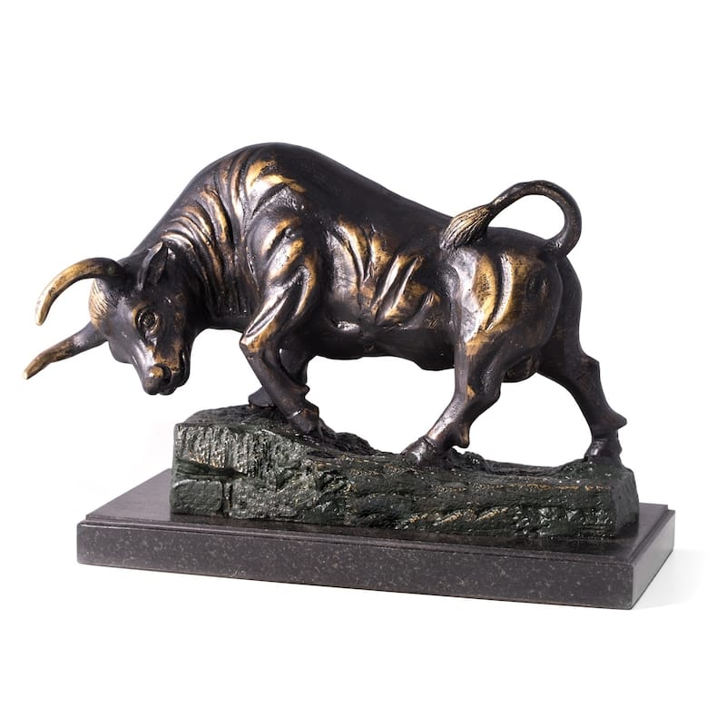 "Conquering Bull" Bronzed Finished Sculpture on Marble Base, Limited Edition.