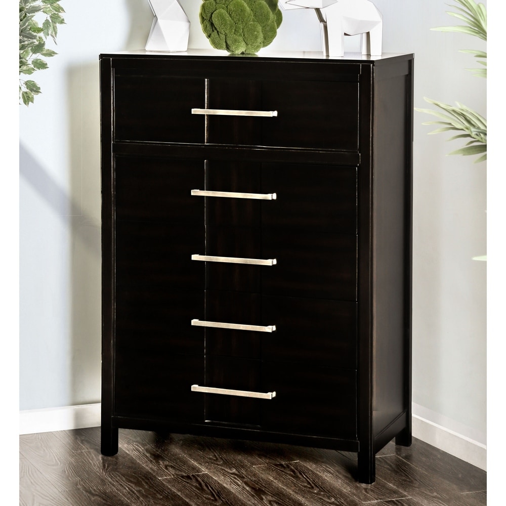 Furniture of America Tass Transitional Solid Wood 5-Drawer Chest