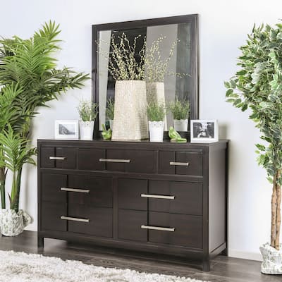 Tass Contemporary Wood 7-Drawer 2-piece Dresser and Mirror Set by Furniture of America