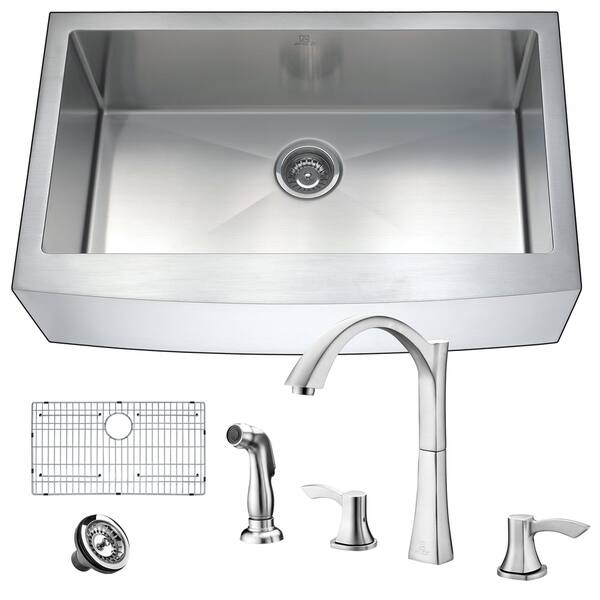 Shop Anzzi Elysian Farmhouse Stainless Steel 36 In 0 Hole Single