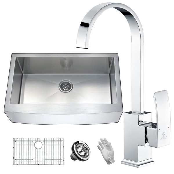 Anzzi Elysian Farmhouse Stainless Steel 36 In 0 Hole Single Bowl Anzzi Elysian Farmhouse Stainless Steel 36 In 0 Hole Single Bowl Kitchen Sink With