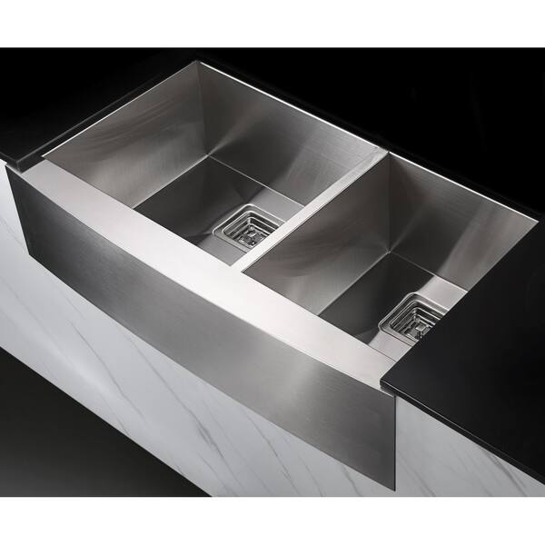 Shop Anzzi Elysian Farmhouse Stainless Steel 36 In 60 40 Double