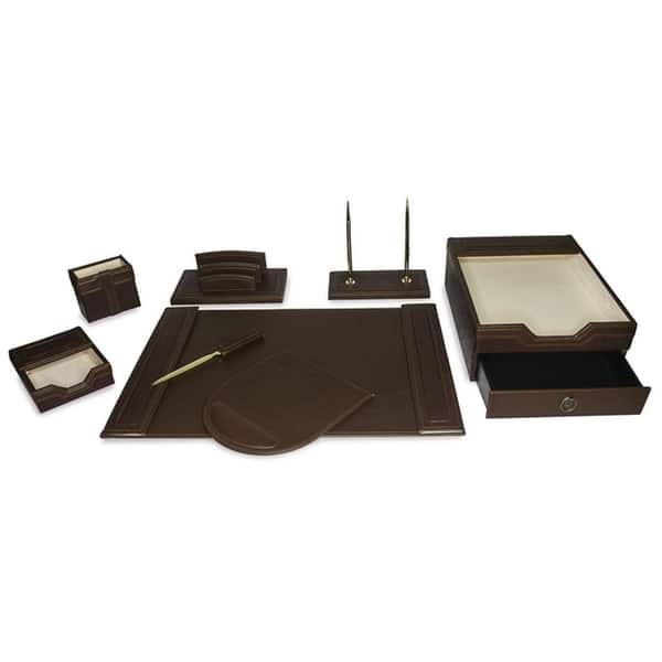 Shop Majestic Goods 8 Piece Brown Pu Leather Desk Organizer Set
