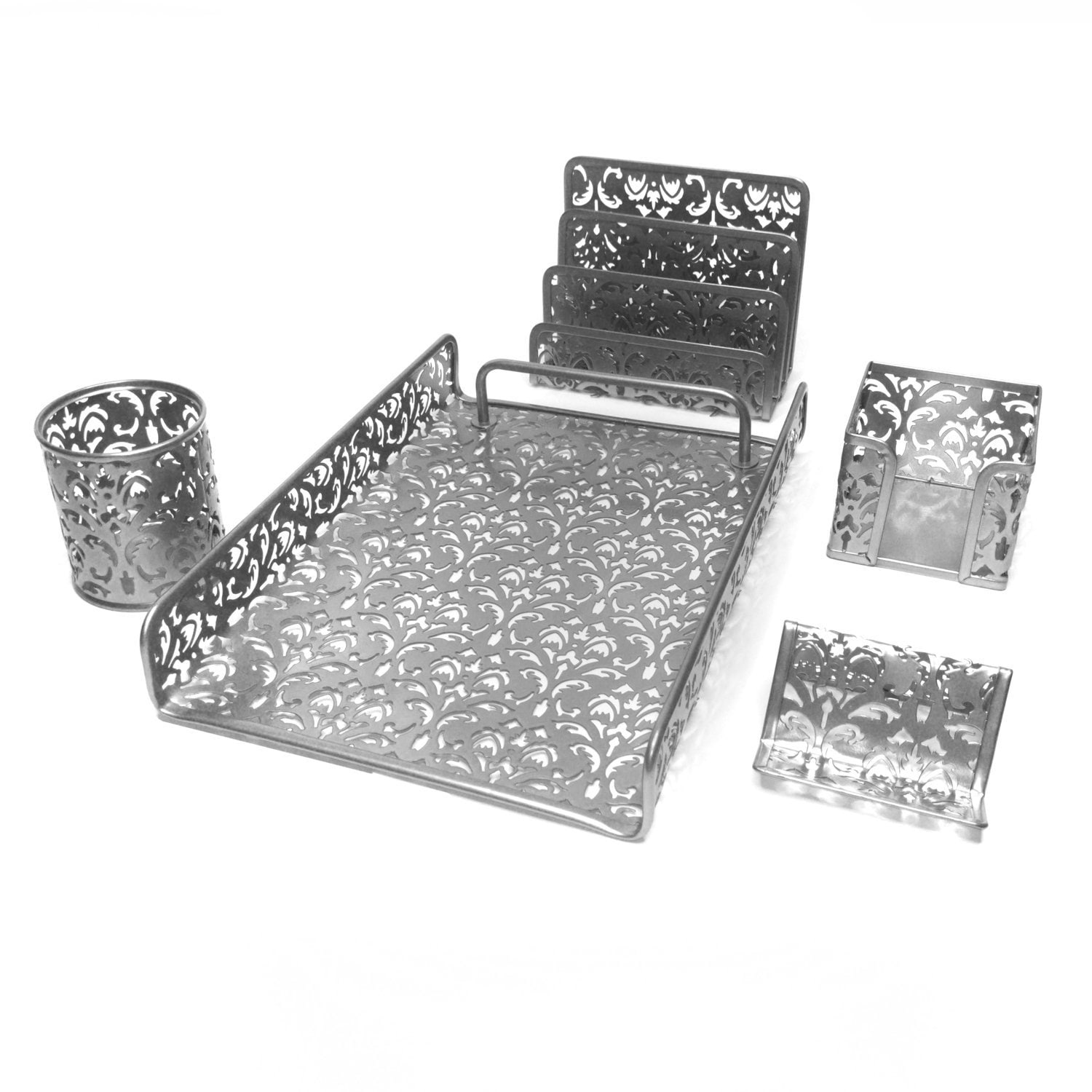 Shop Majestic Goods 5 Piece Silver Flower Design Punched Metal