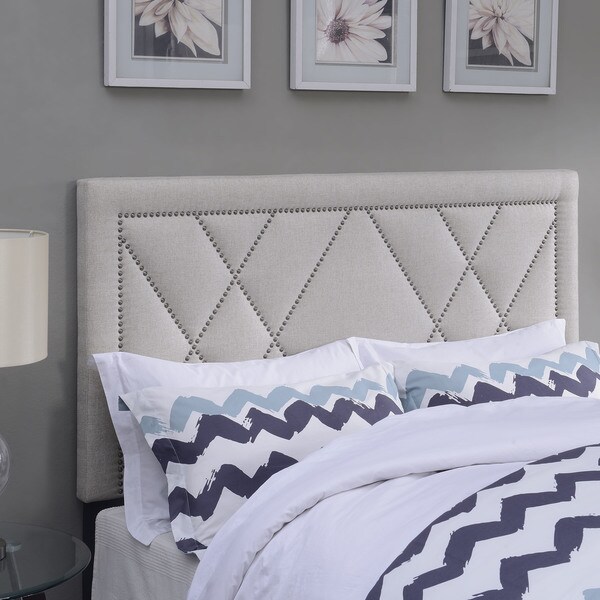 Linen X Patterned Nail Head Trim Upholstered Headboard Free Linen X27 X Patterned Nail Head Trim Upholstered Headboard
