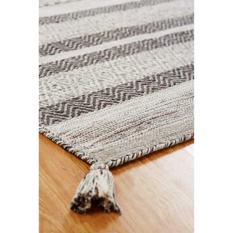 Andes Canyon Granite Grey Cotton Chenille Handmade Area Rug