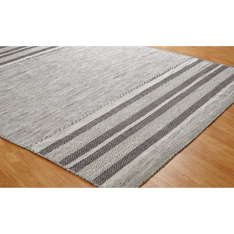 Andes Canyon Granite Grey Cotton Chenille Handmade Area Rug