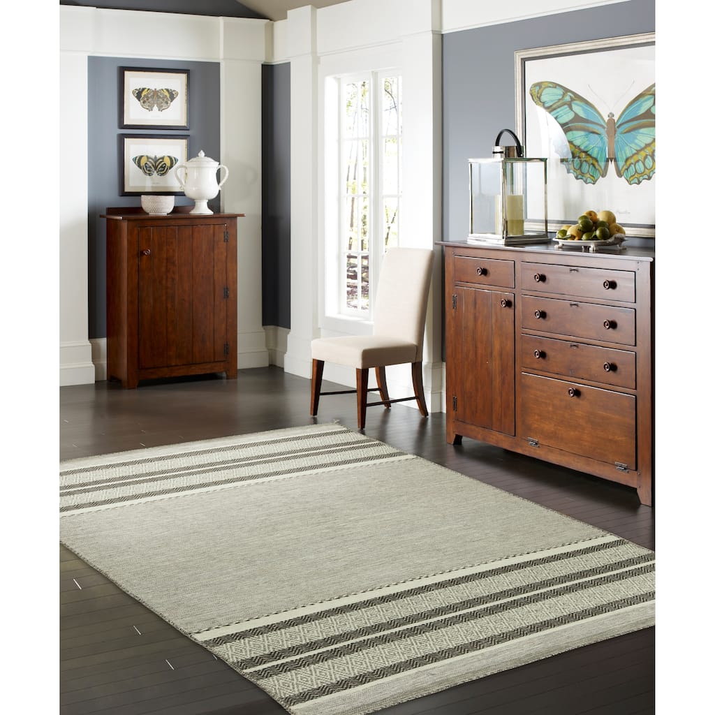 Andes Canyon Granite Grey Cotton Chenille Handmade Area Rug