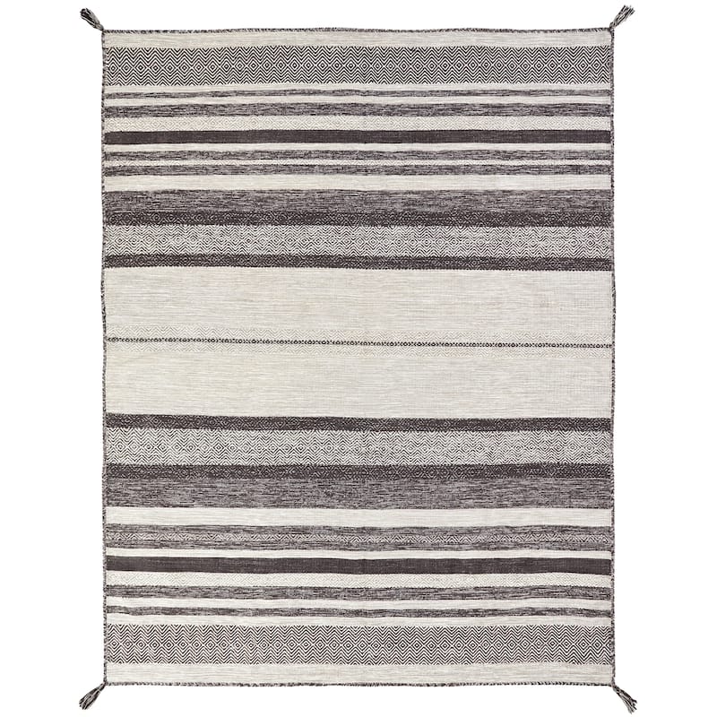 Andes Canyon Graphite Cotton Chenille Handmade Kilim Area Rug