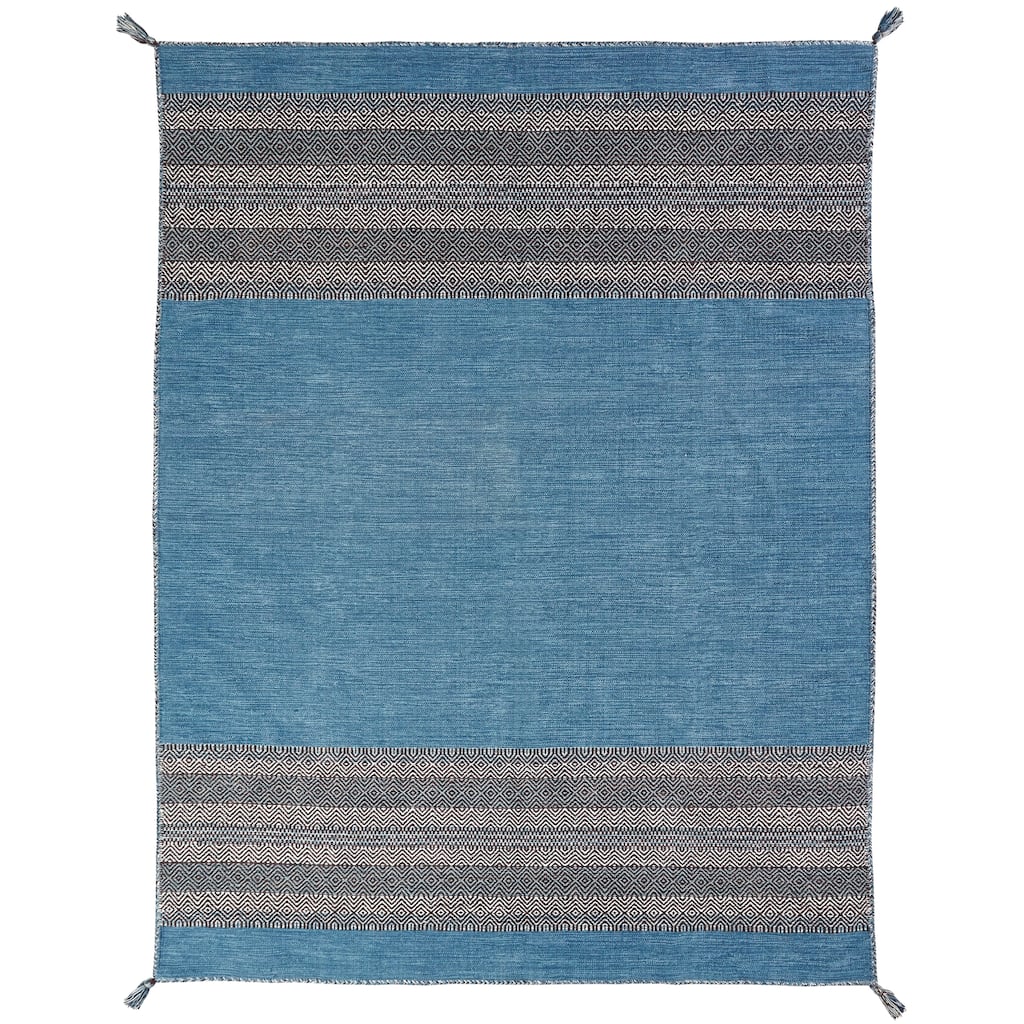 Andes Desert Teal Chenille Cotton Handmade Kilim Area Rug