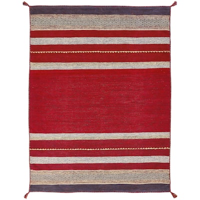 Andes Ruby Red Cotton Chenille Handmade Area Rug