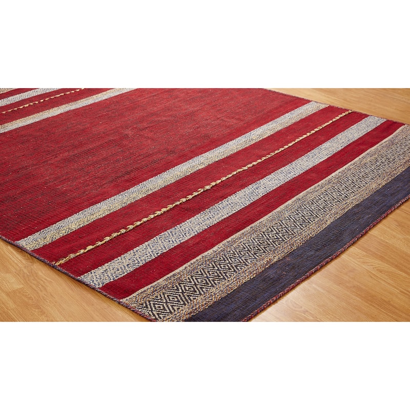 Andes Ruby Red Cotton Chenille Handmade Area Rug