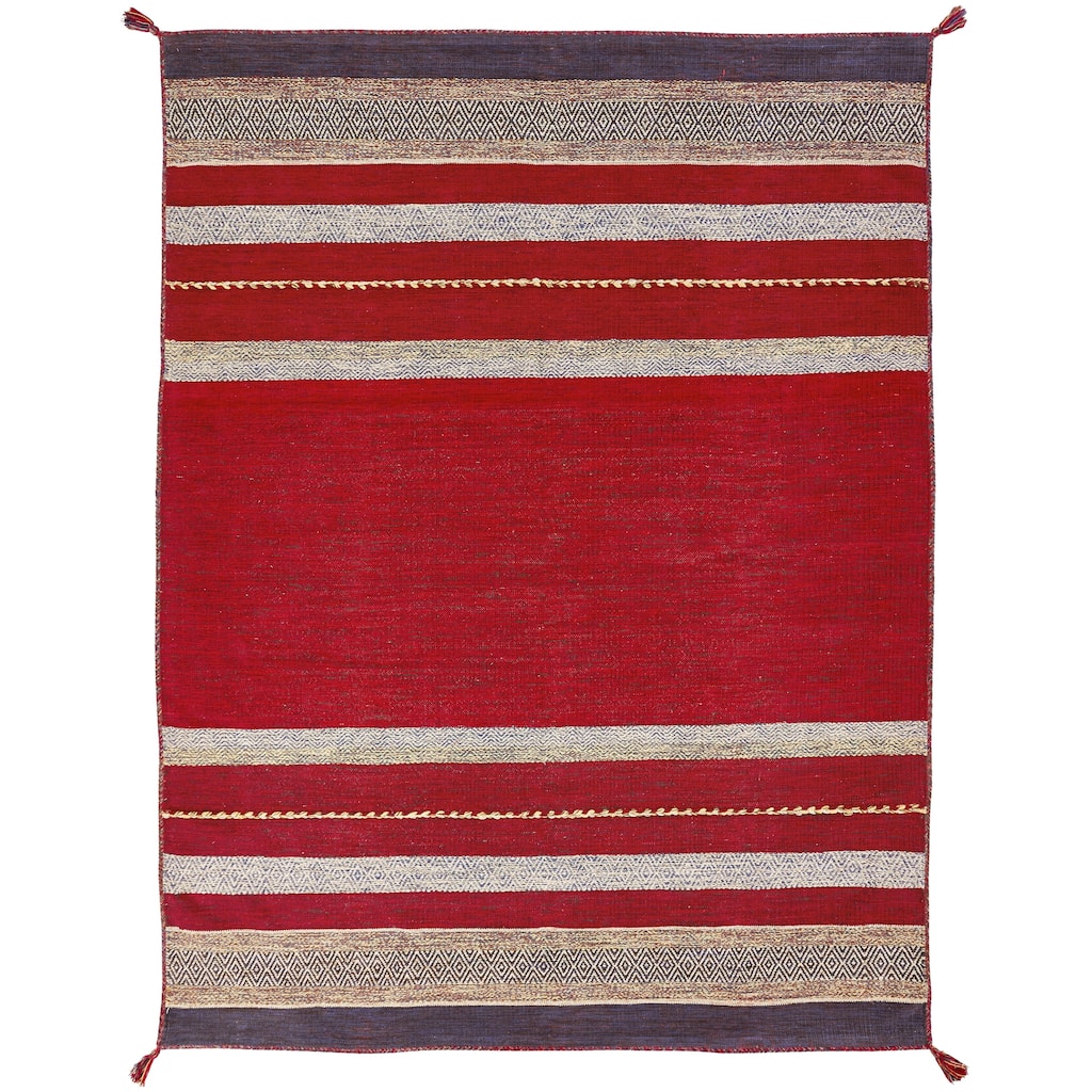 Andes Ruby Red Cotton Chenille Handmade Area Rug