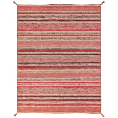 Andes Santa Fe Handmade Rust Cotton Chenille Indoor Area Rug