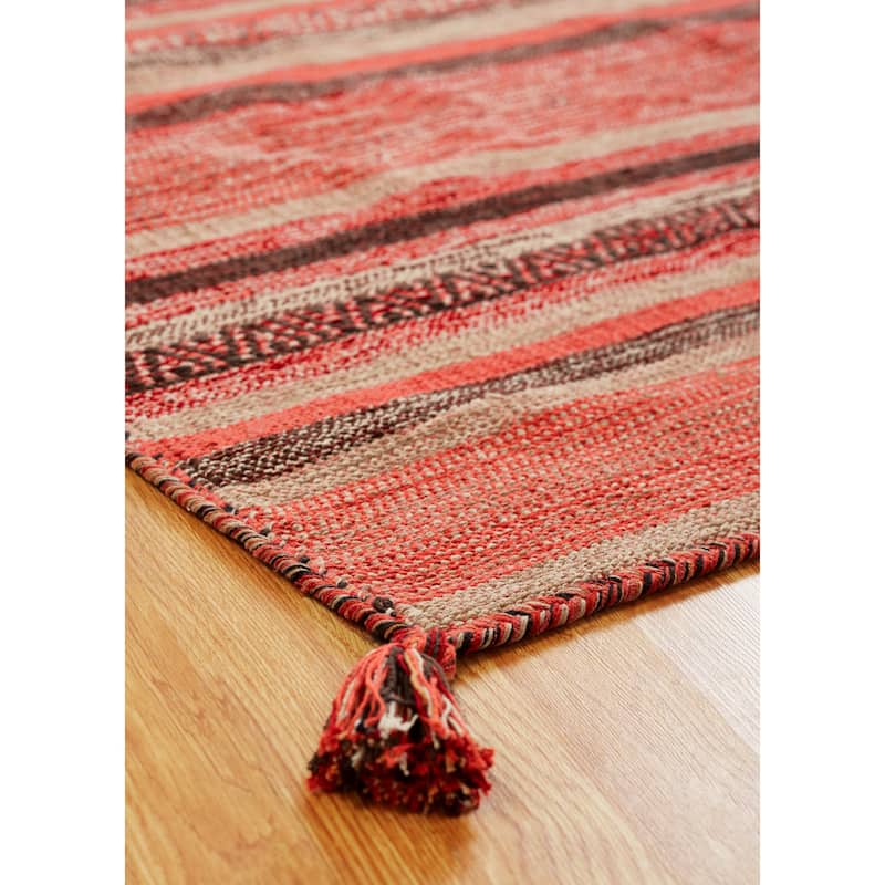 Andes Santa Fe Handmade Rust Cotton Chenille Indoor Area Rug