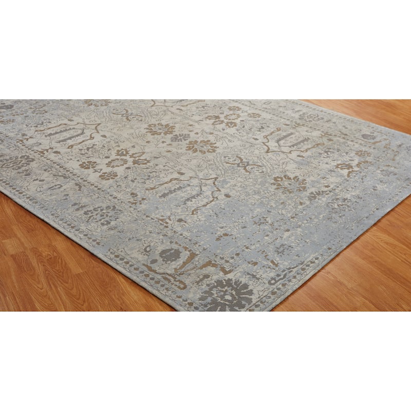 Jardin Beige/Mushroom Cotton Chenille Handmade Area Rug