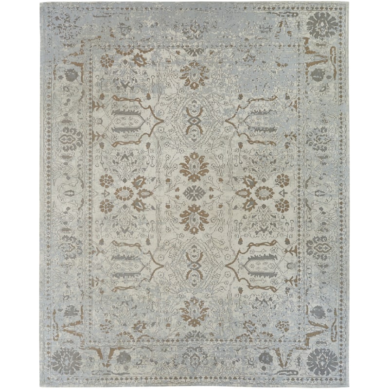 Jardin Beige/Mushroom Cotton Chenille Handmade Area Rug