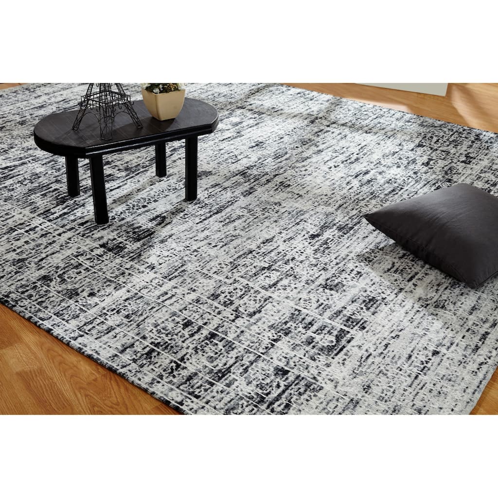 Jardin Hazy Charcoal Cotton Chenille Handmade Area Rug