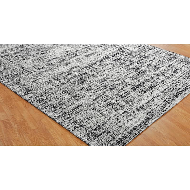 Jardin Hazy Charcoal Cotton Chenille Handmade Area Rug