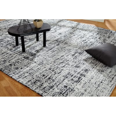 Jardin Hazy Charcoal Cotton Chenille Handmade Area Rug