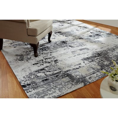 Jardin Sand/Steel Cotton Chenille Handmade Area Rug