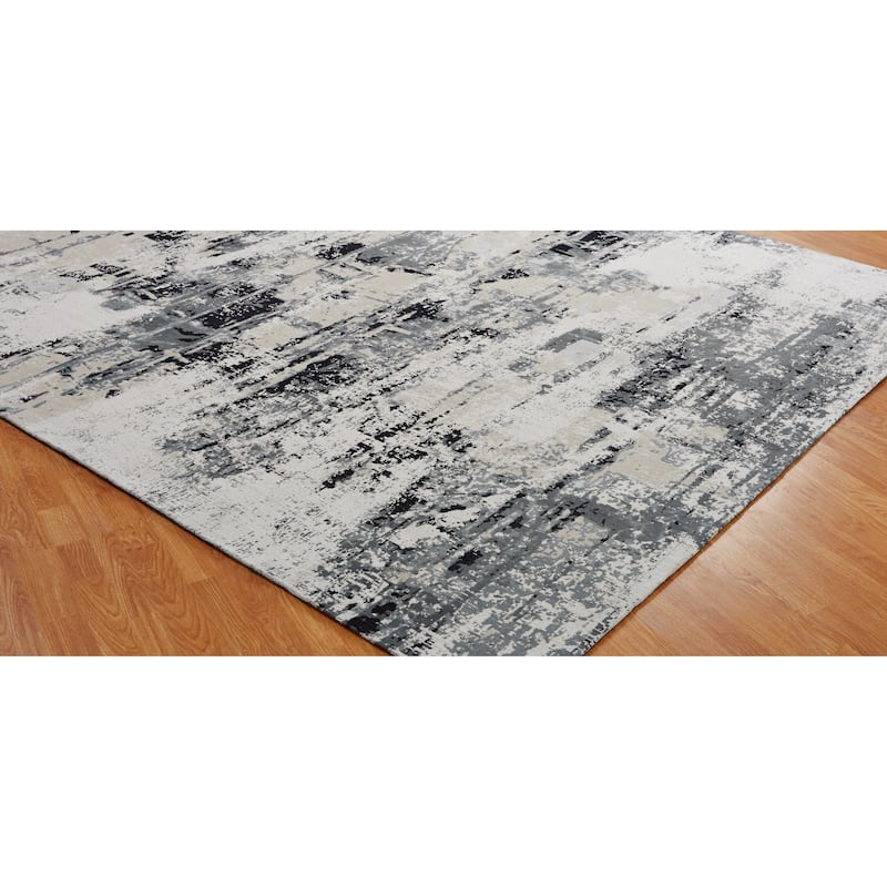 Jardin Sand/Steel Cotton Chenille Handmade Area Rug