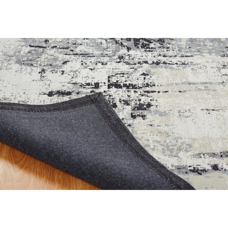 Jardin Sand/Steel Cotton Chenille Handmade Area Rug