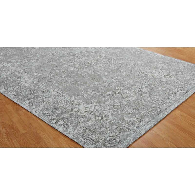 Jardin Vintage Zinc Cotton Chenille Handmade Area Rug