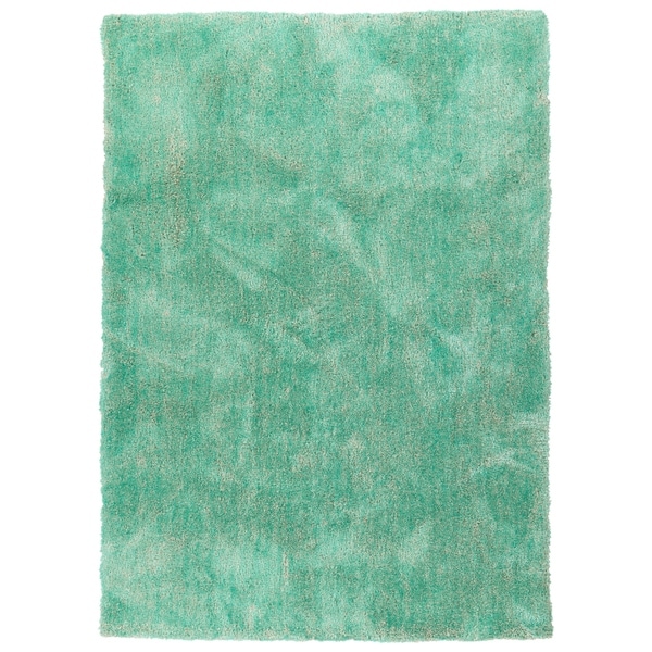 Hand-Tufted Silky Shag Turquoise Polyester Rug - 9' x 12'