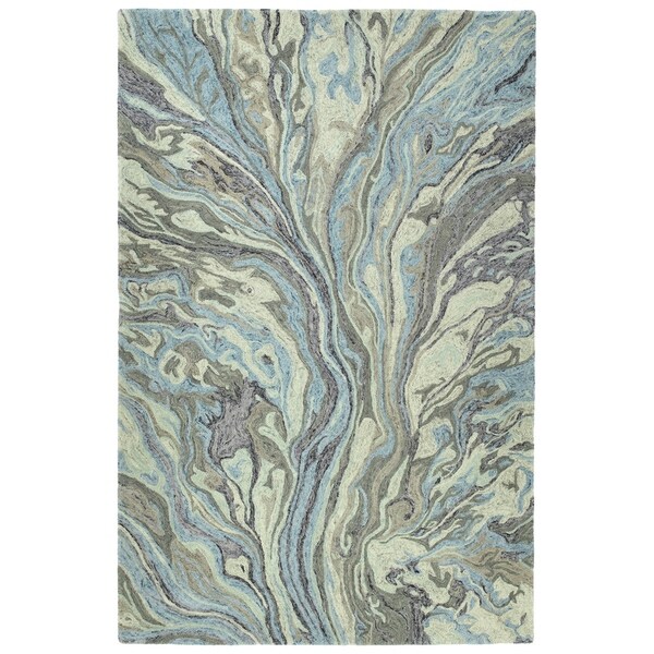 Hand-Tufted Artworks Blue Wool Rug - 9'6" x 13'