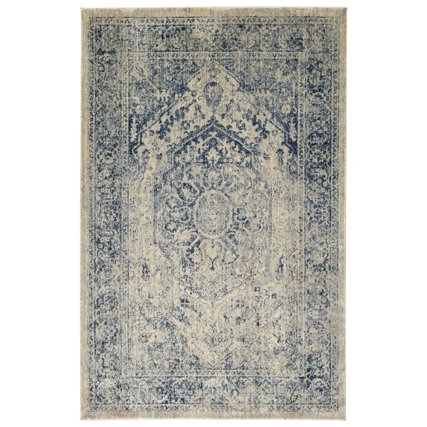 Bombay Home Loki Blue Distressed Floral Area Rug - 7'10" x 10'6"