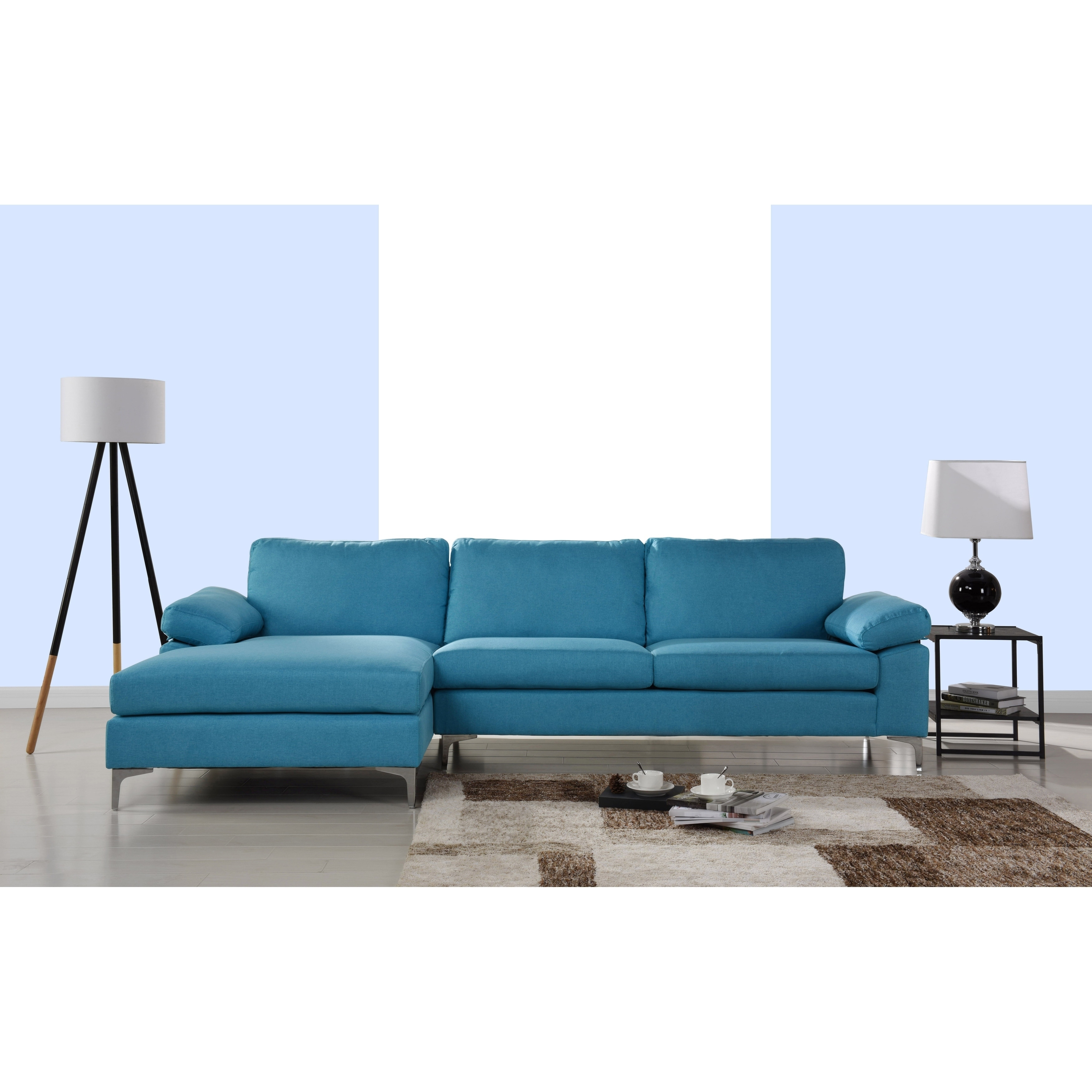 Modern Large Linen Sectional Sofa, L-Shape Couch, Wide ...