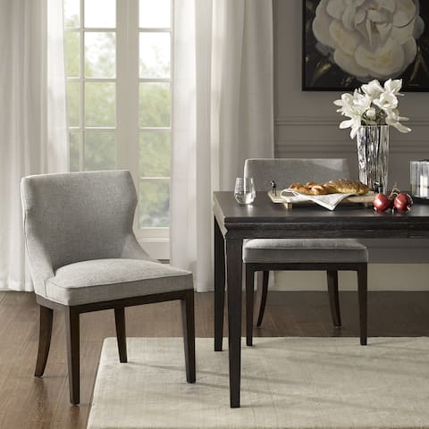 Madison Park Signature Hutton Grey Fabric/ Wood Dining Chair (Set of 2)