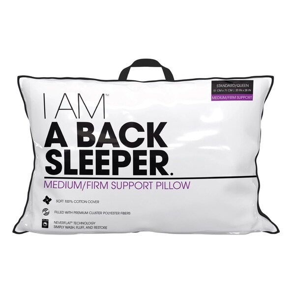 I AM A Back Sleeper Pillow - White